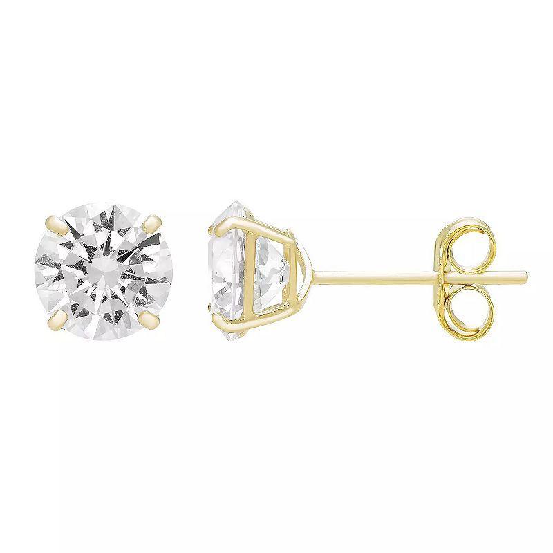 Theia Sky 14k Gold Cubic Zirconia Stud Earrings, Womens White Product Image