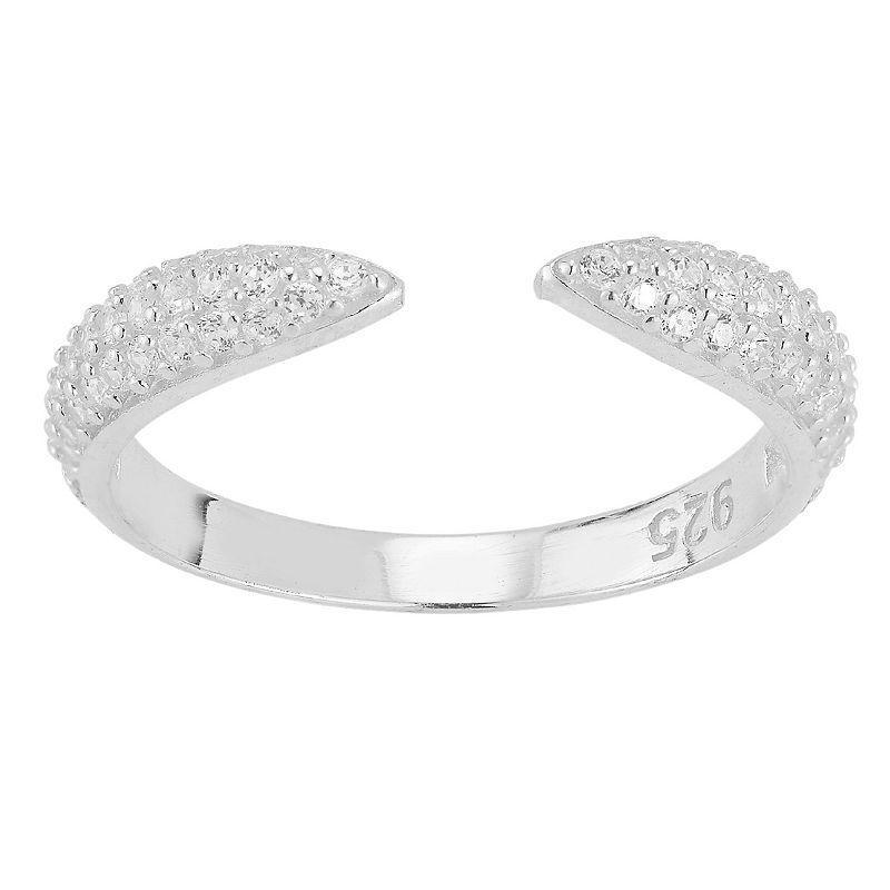 Sunkissed Sterling Silver Over Cubic Zirconia Pave Open Claw Ring, Womens Silver Tone Product Image