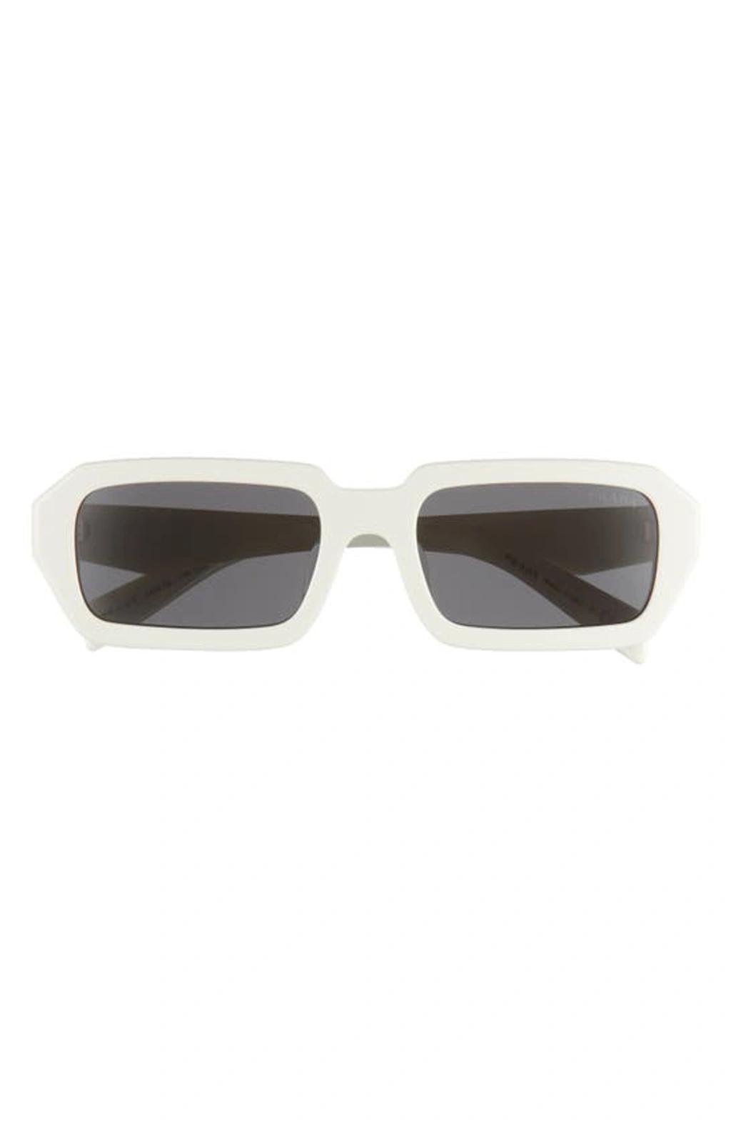 PRADA Rectangular Sunglasses, 54mm In White/gray Solid Product Image