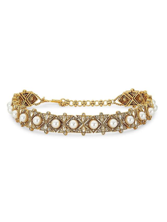 Womens Goldtone, Imitation Pearl & Glass Crystal Choker Product Image