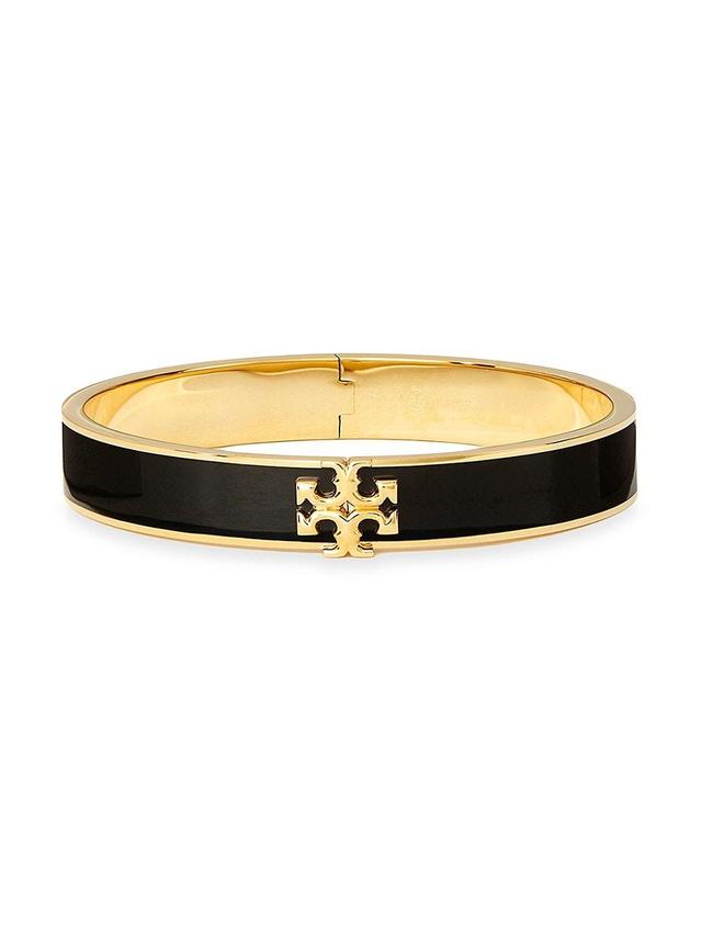 Womens Kira 18K-Gold-Plated & Enamel Medium Hinged Bangle Product Image