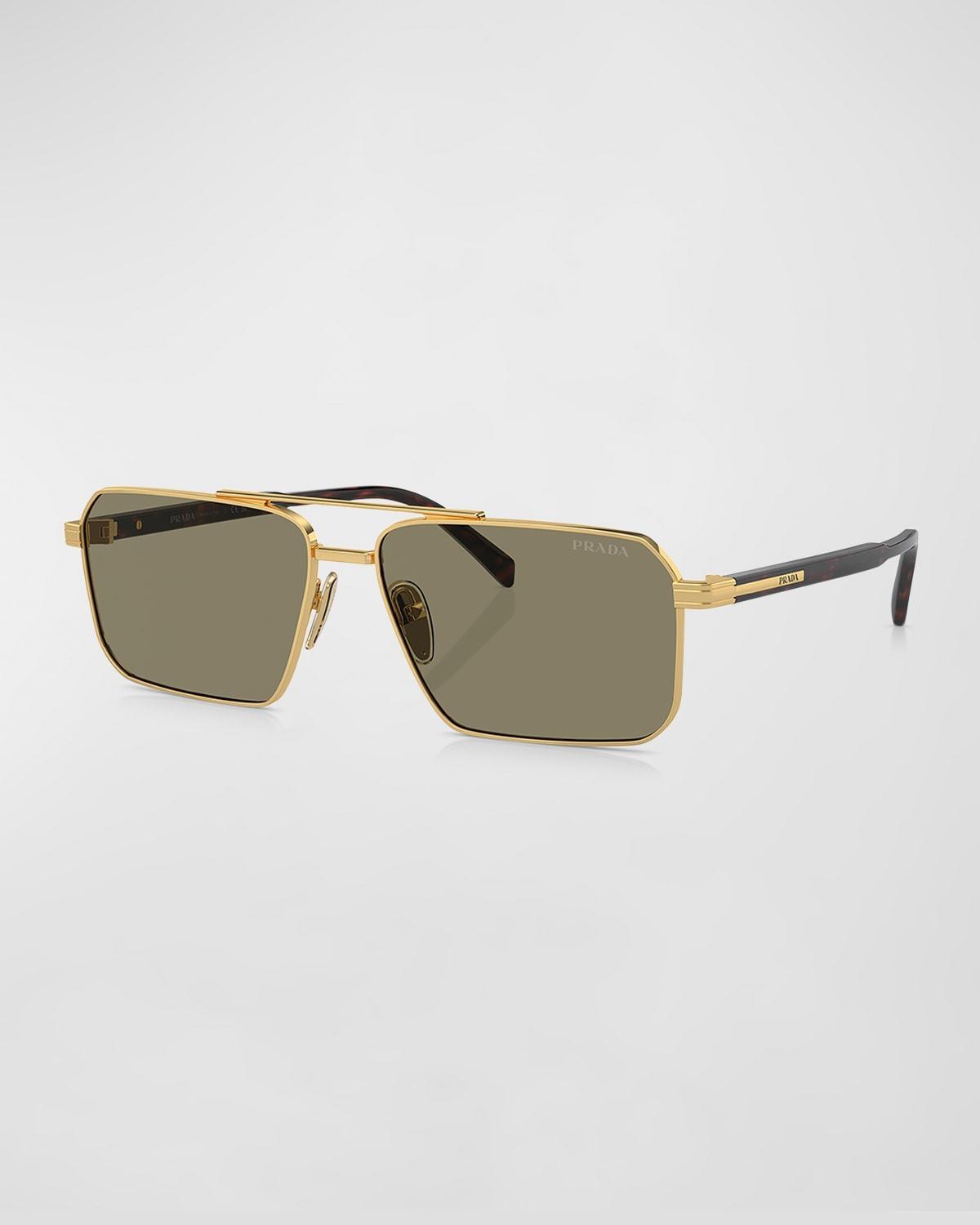 Mens Double-Bridge Metal Square Sunglasses Product Image