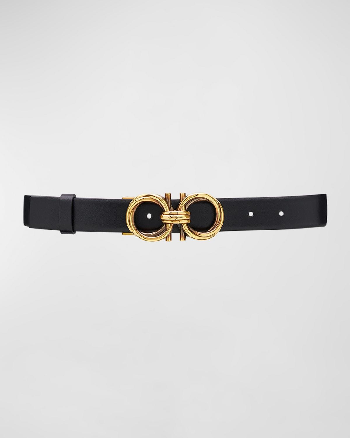 FERRAGAMO Double Gancio Reversible Leather Belt Product Image