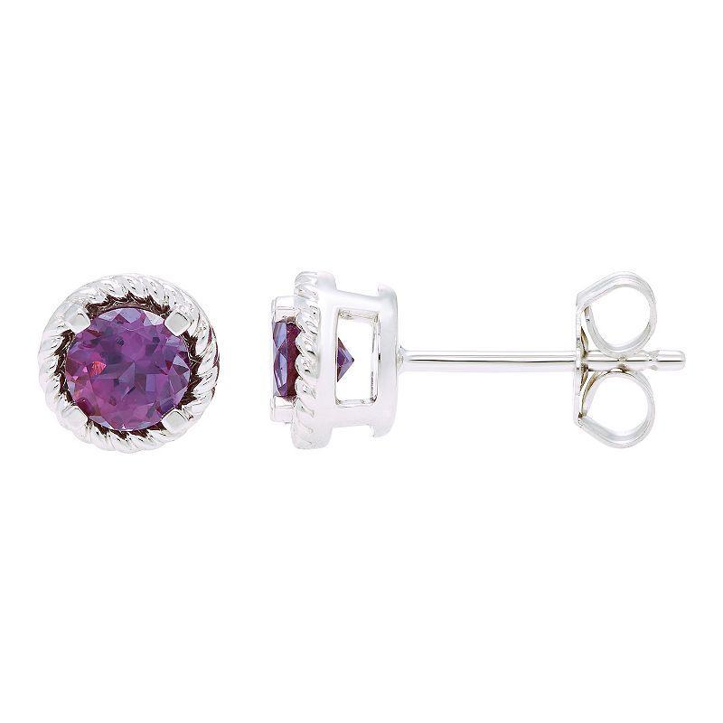 Boston Bay Diamonds Sterling Silver Lab-Grown Alexandrite Rope Halo Stud Earrings, Womens, Multicolor Product Image