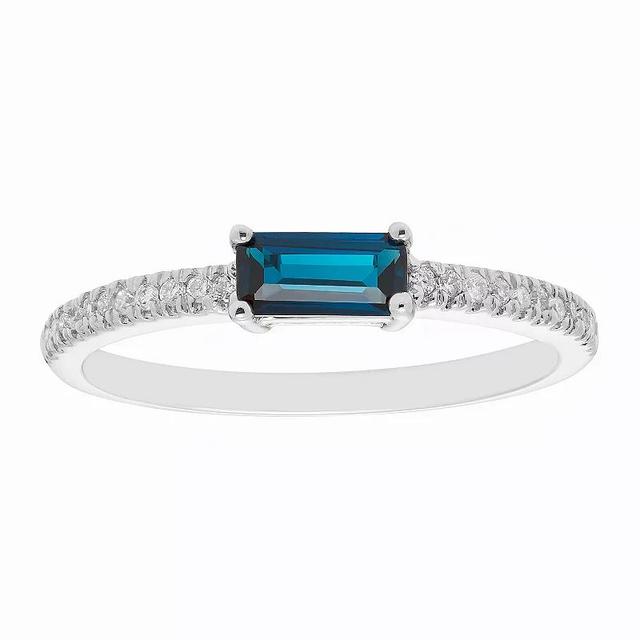 The Regal Collection 14k Gold 1/10 Carat T.W. Diamond & London Blue Topaz Stackable Ring, Womens Product Image