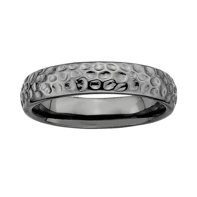 Stacks & Stones Ruthenium-Plated Sterling Silver Hammered Stack Ring, Womens Black Product Image