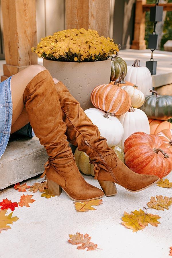 The Evelyn Faux Suede Knee High Boot In Brown Product Image