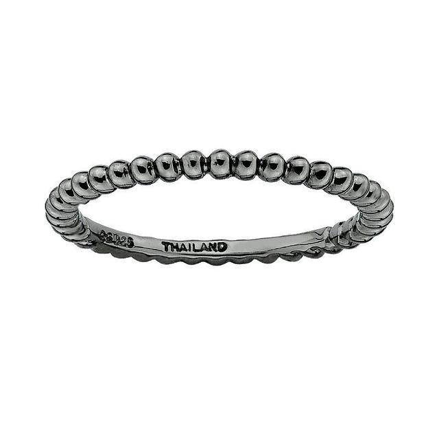 Stacks & Stones Ruthenium-Plated Sterling Silver Bead Stack Ring, Womens Black Product Image