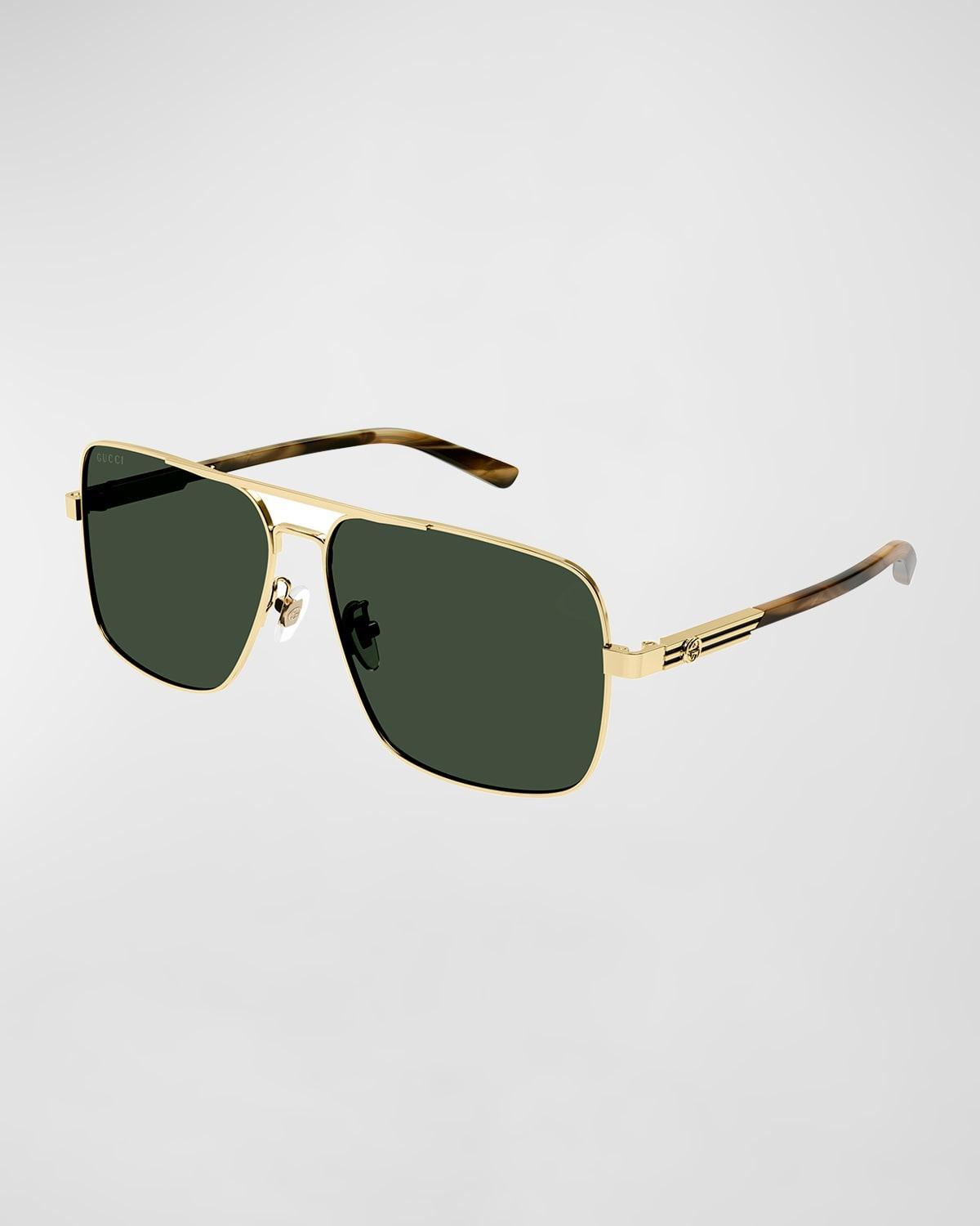 Mens Archive Details 62MM Square Metal Sunglasses Product Image