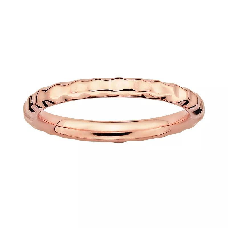 Stacks & Stones 18k Rose Gold Over Silver Hammered Stack Ring, Womens Pink Product Image