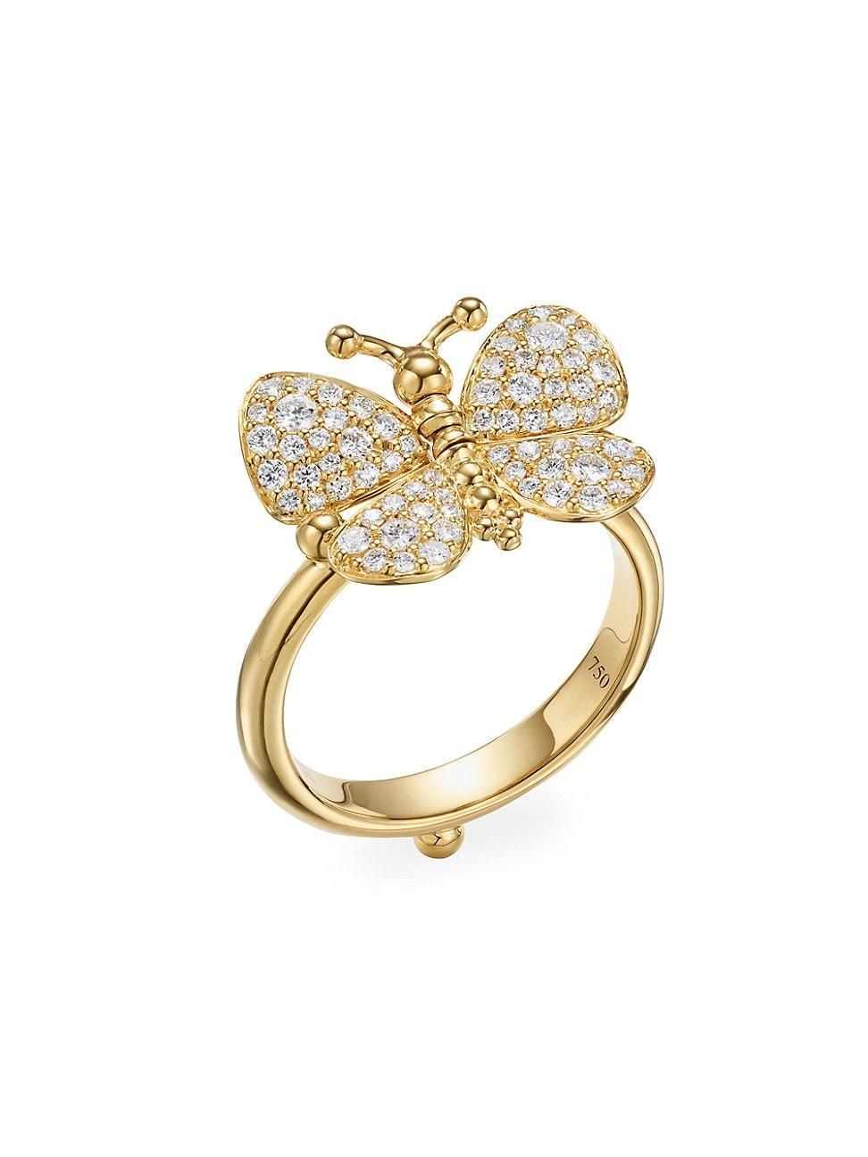 Womens FJ Butterfly 18K Yellow Gold & 0.56 TCW Diamond Ring Product Image