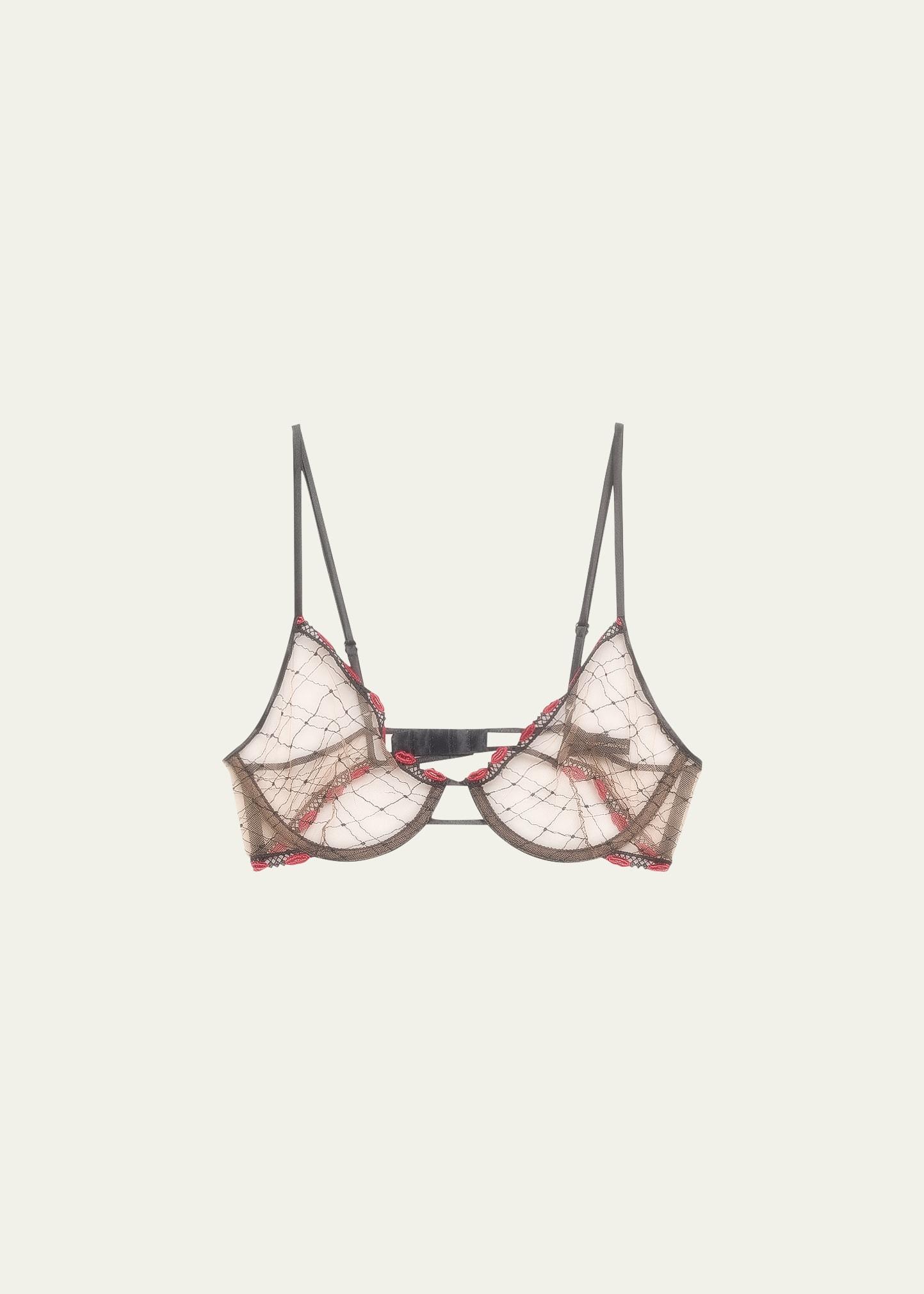 La Bise Embroidered Tulle Demi Bra Product Image