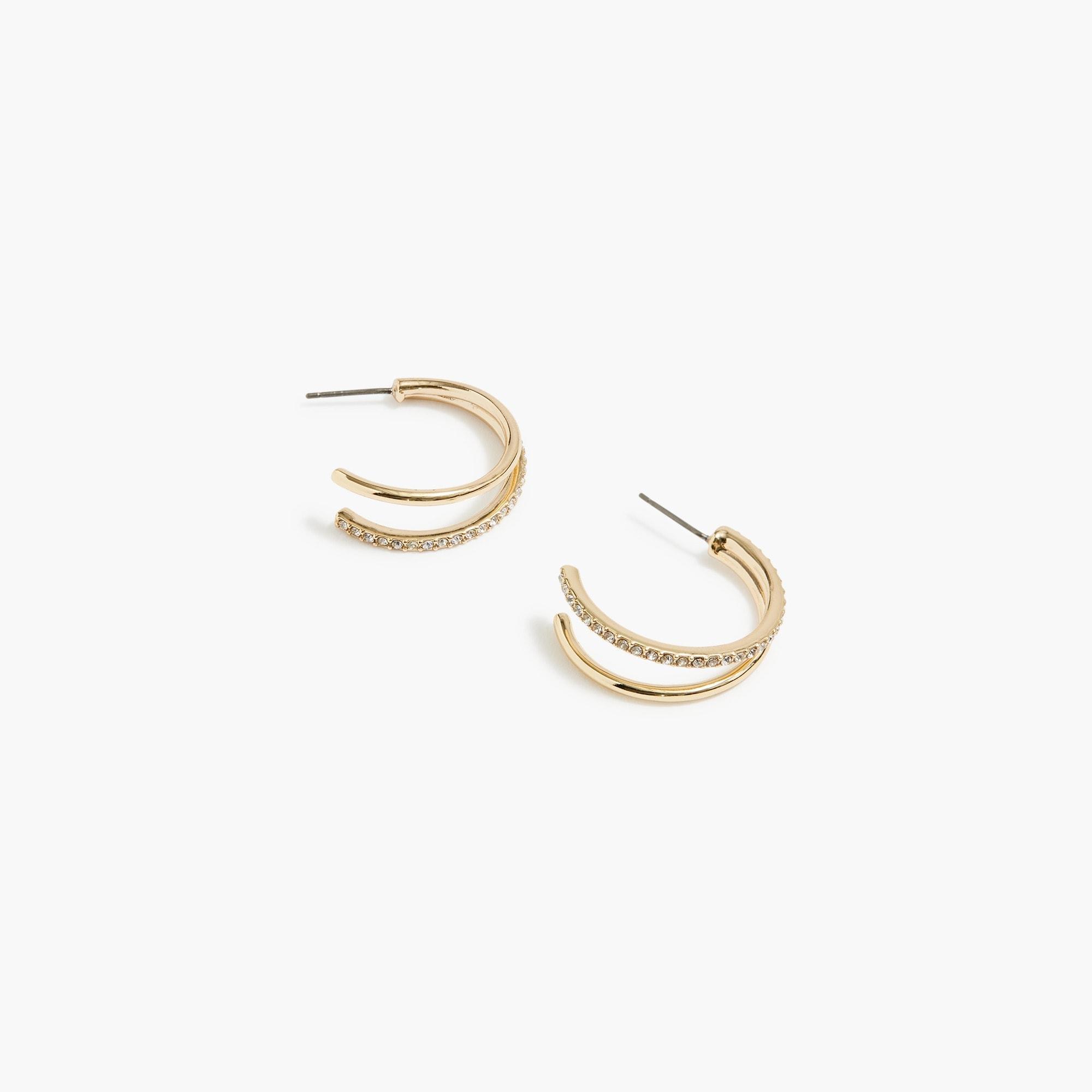 Crystal pavé double-hoop earrings Product Image