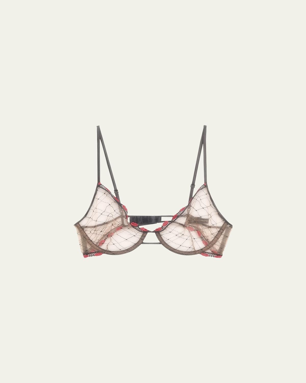 La Bise Embroidered Tulle Demi Bra Product Image