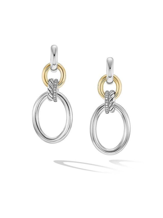 Womens DY Mercer Circular Drop Earrings In Sterling Silver With 18K Yellow Gold And Pav Diamonds Product Image