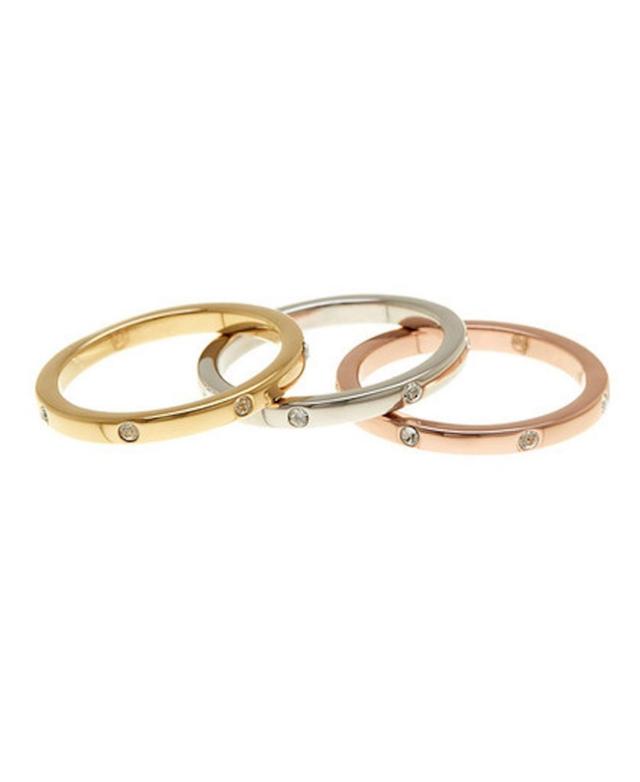 Adornia 14k Gold & Rose Gold Plated Stainless Steel Cubic Zirconia Dotted Eternity Band Trio Set, Womens Gold Tone Product Image