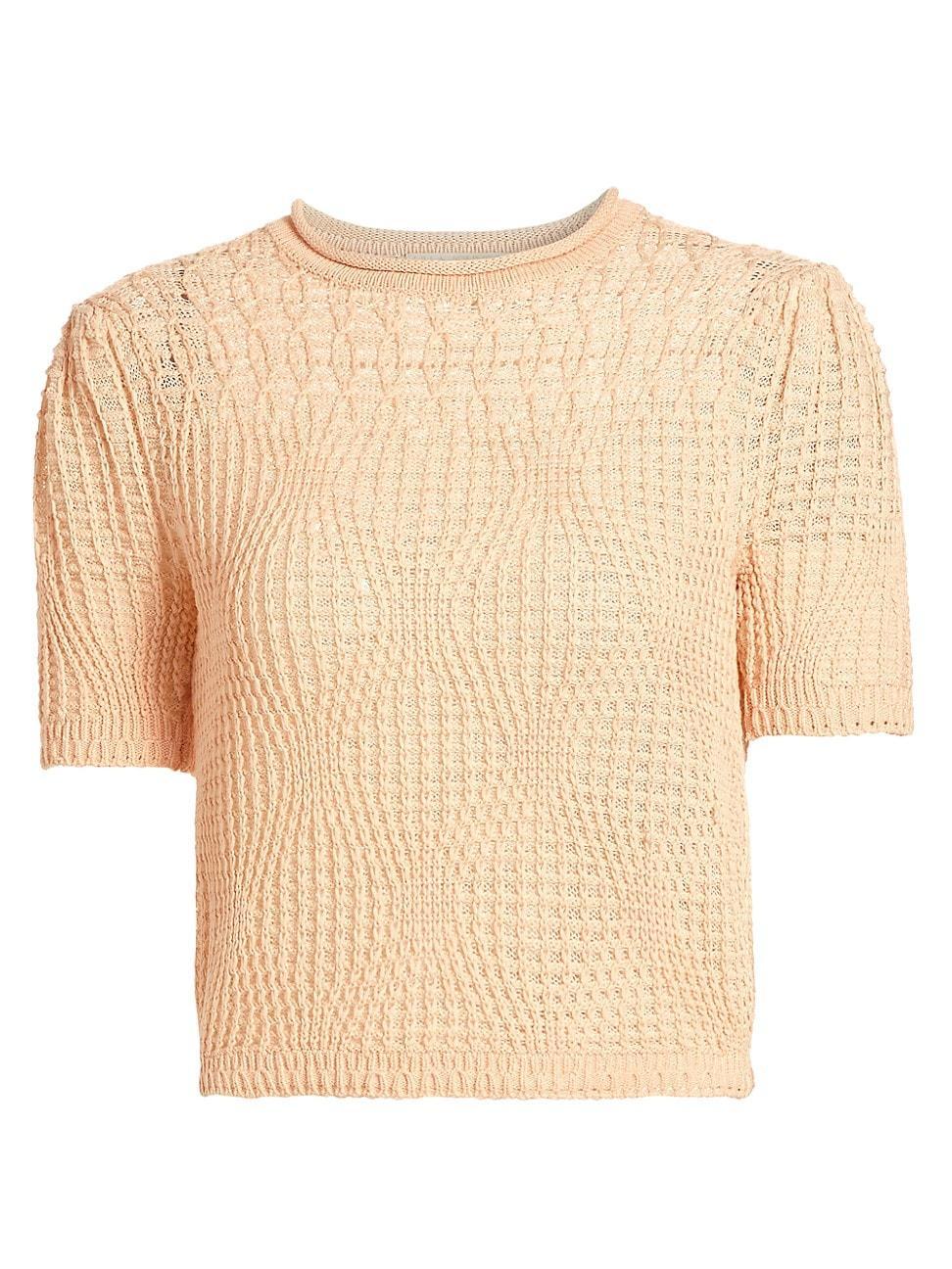 Capri Short-Sleeve Cropped Geo Knit Top Product Image