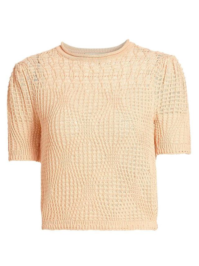 Capri Short-Sleeve Cropped Geo Knit Top Product Image