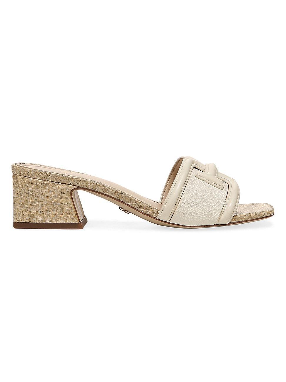 Womens Waylon 45MM Leather & Raffia Mules Product Image