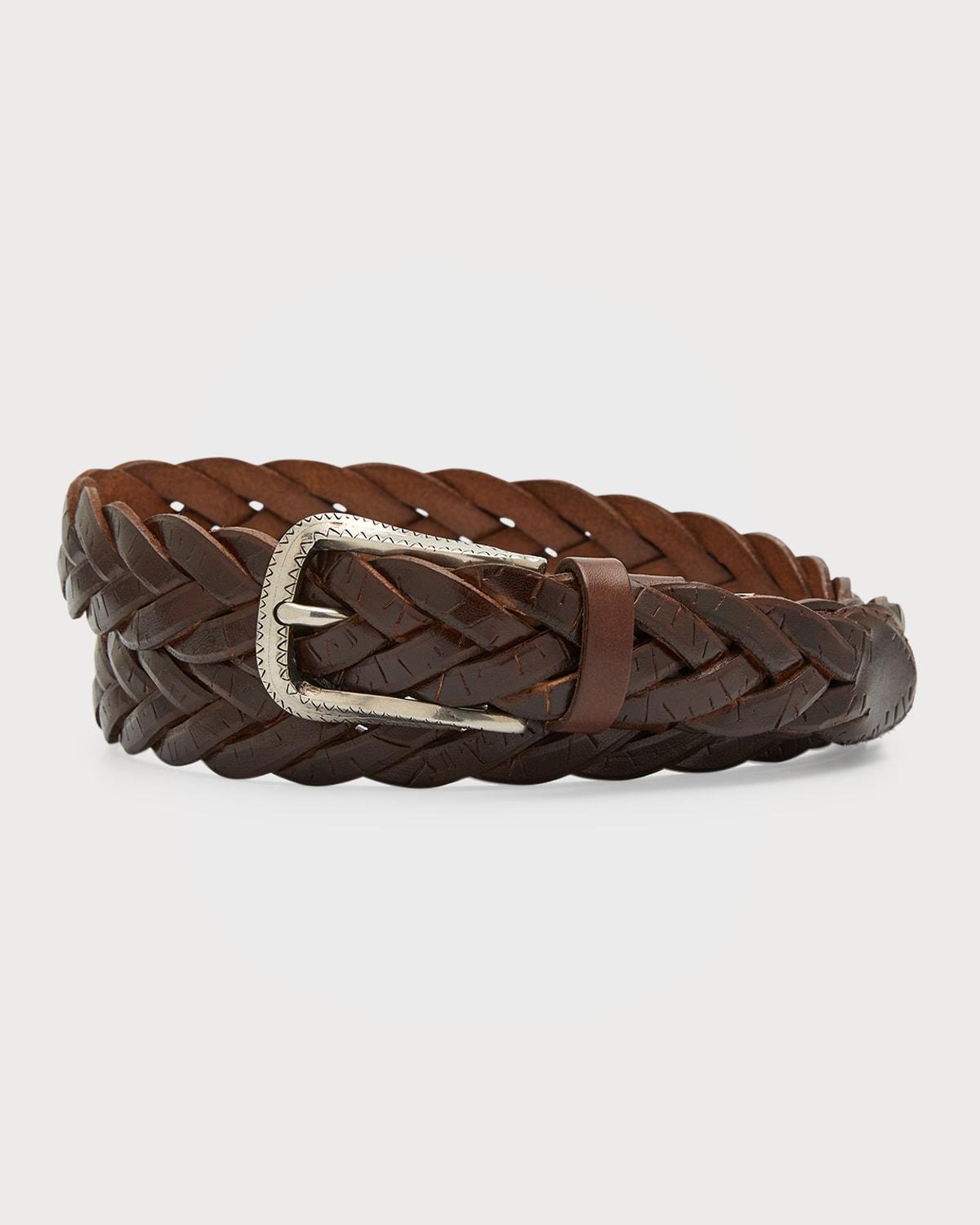 Mens Woven Leather Belt Product Image