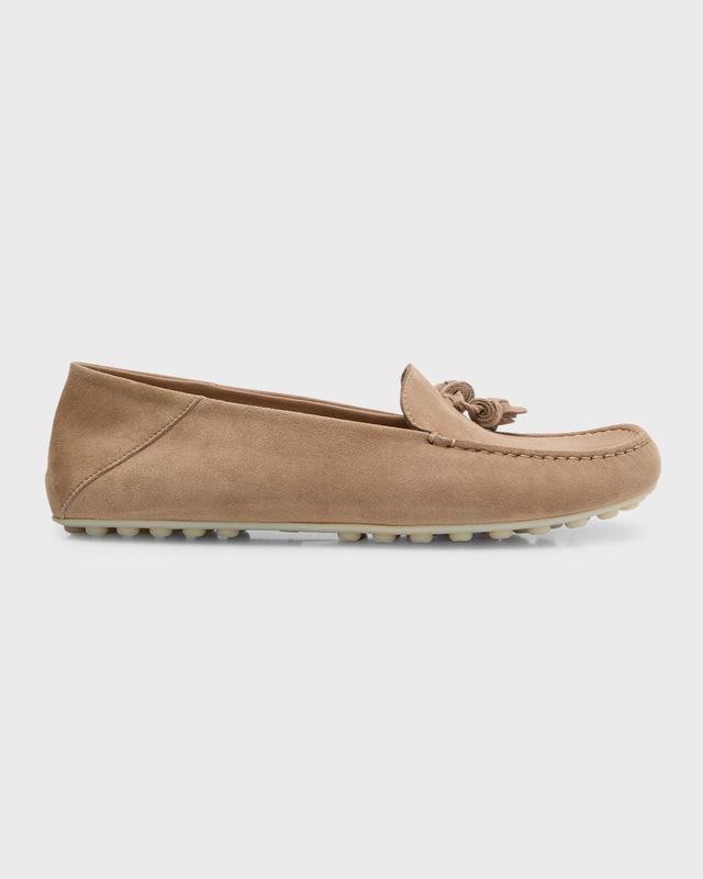 Womens Dot Sole Leather Moccasin Loafers Product Image