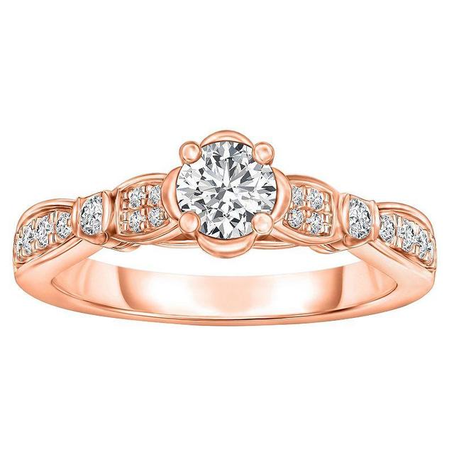 14k Rose Gold 1/2 Carat T.W. Diamond Engagement Ring, Womens Pink Product Image