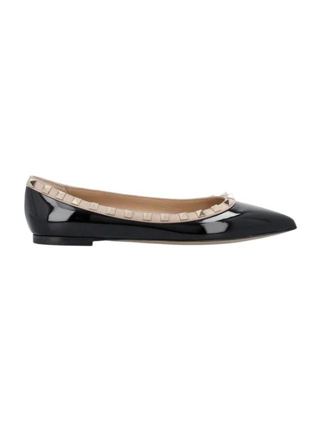 Rockstud Pointed Toe Ballerina Flat In Black Product Image