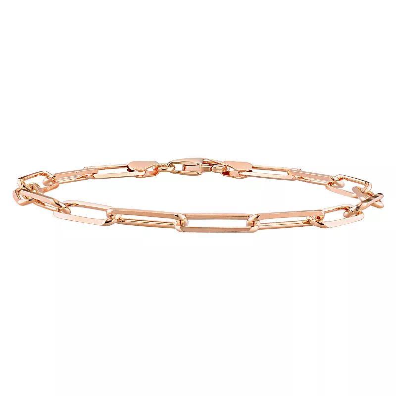 Stella Grace 18k Gold Over Silver 5 mm Paper Clip Link Chain Bracelet, Womens Pink Product Image