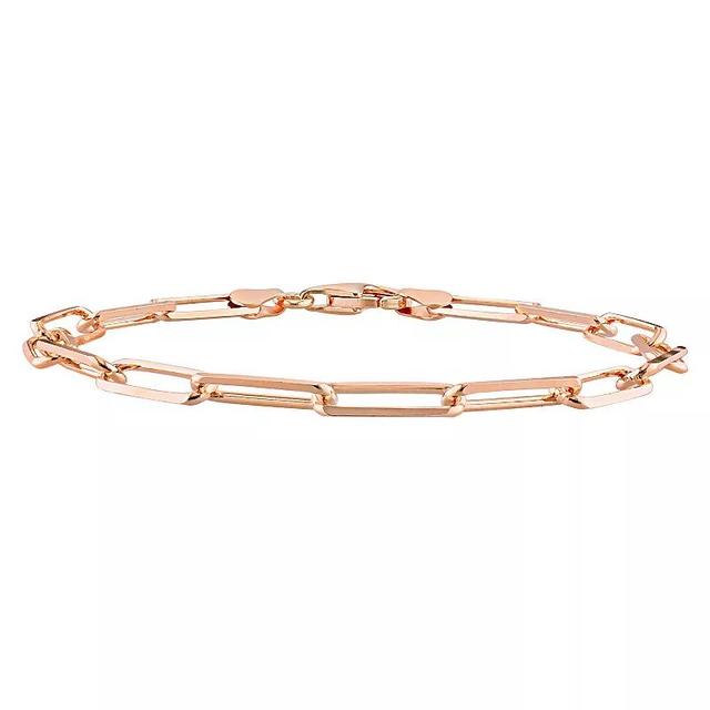 Stella Grace 18k Gold Over Silver 5 mm Paper Clip Link Chain Bracelet, Womens Rose Gold Tone Product Image