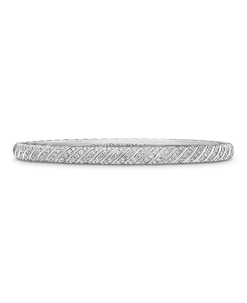 Womens Sculpted Cable Bangle Bracelet In 18K White Gold Product Image