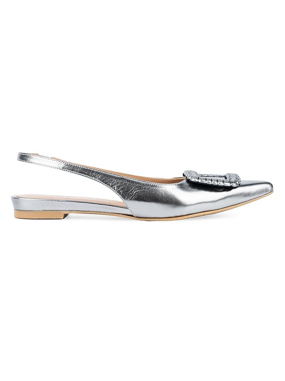 Womens Janetta Metallic Leather Slingback Slides Product Image