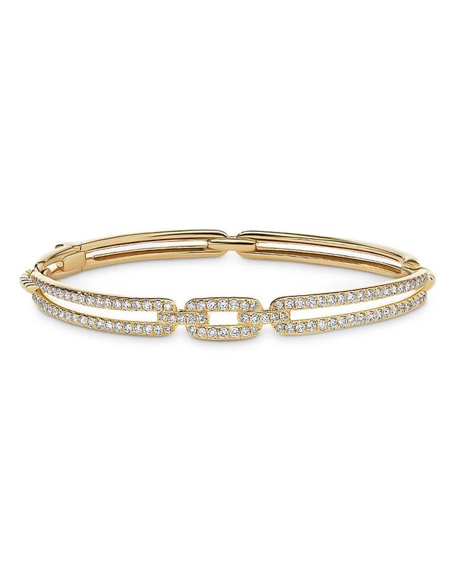 Womens Stax 18K Yellow Gold & Pav Diamond Clasp Link Bracelet Product Image