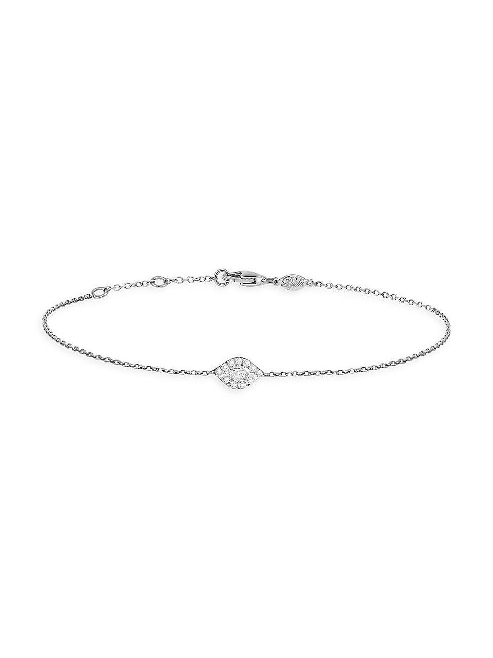 Womens Magic Touch 18K White Gold & Diamond Eye Chain Bracelet Product Image