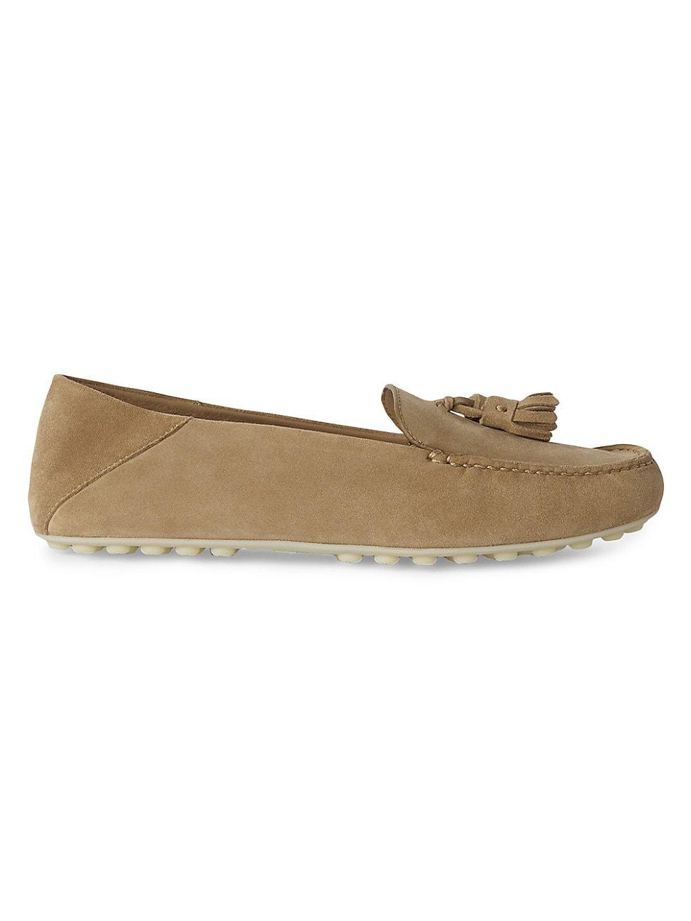 Womens Dot Sole Leather Moccasin Loafers product image