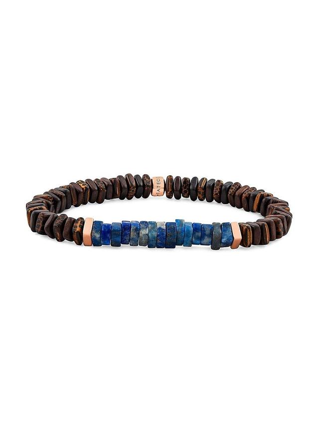 Mens Legno Wood & Lapis Lazuli Beaded Bracelet Product Image