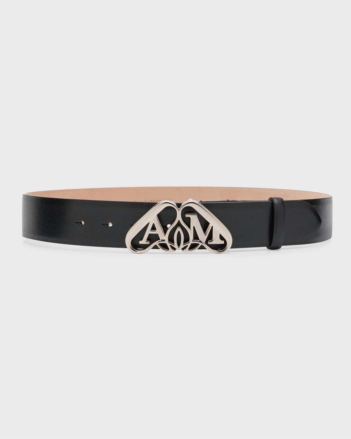 Womens Seal Buckle Leather Belt Product Image