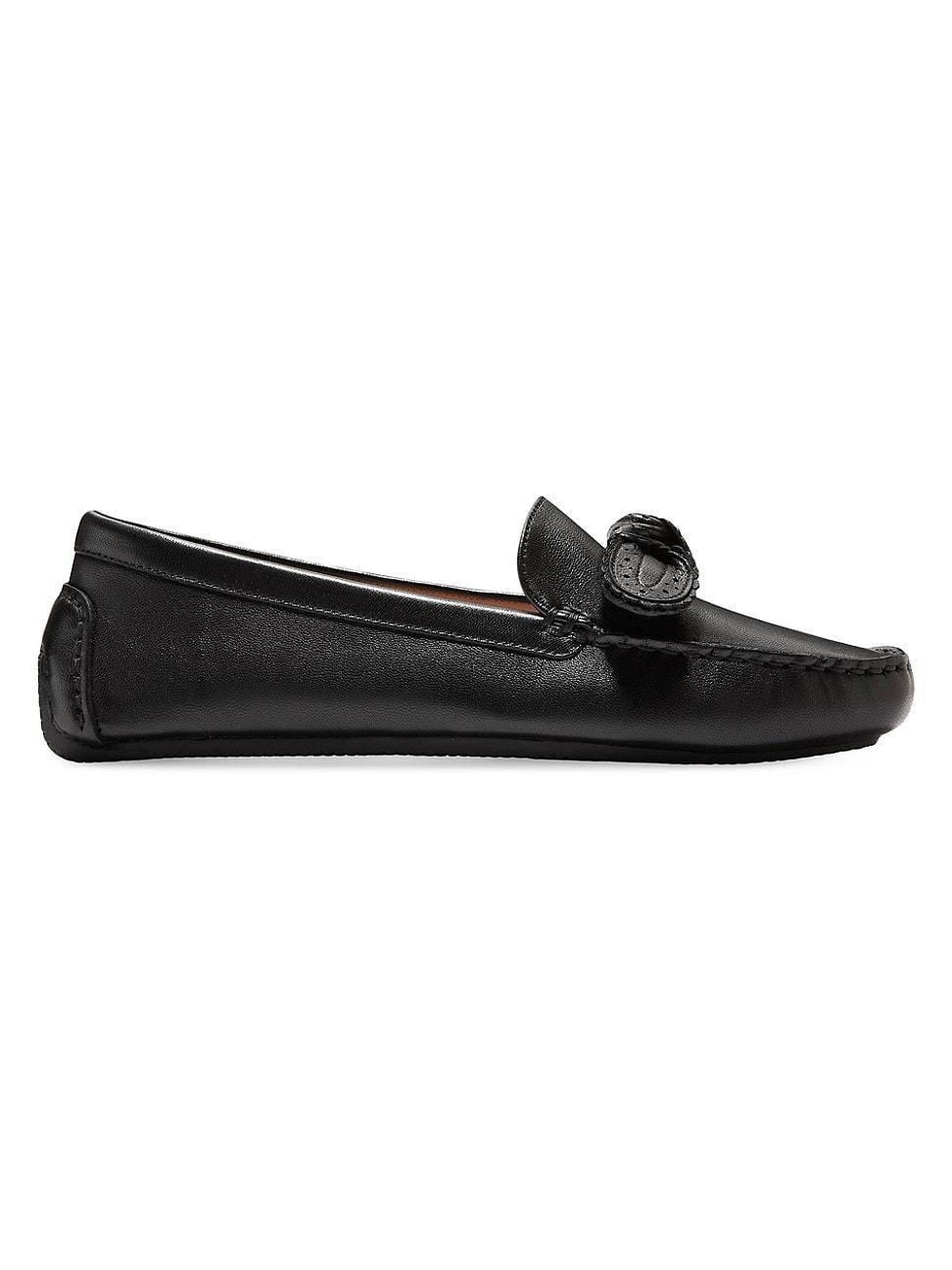 Womens Bellport Bow Leather Driving Loafers product image