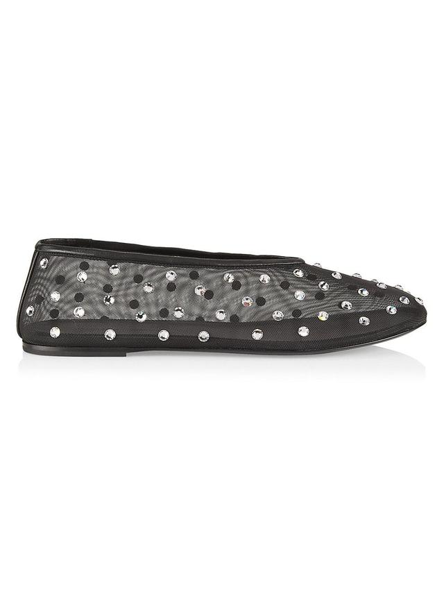 Womens Marcy Crystal-Embellished Mesh Flats - Black - Size 10.5 Product Image