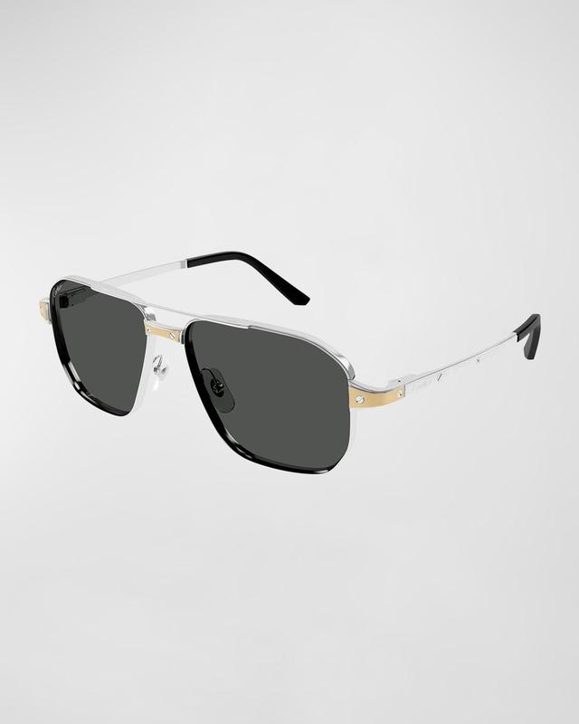 Mens Double-Bridge Metal Aviator Sunglasses Product Image