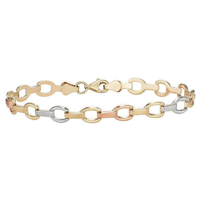 Tri-Tone 10k Gold Chain Bracelet, Womens Yellow Product Image