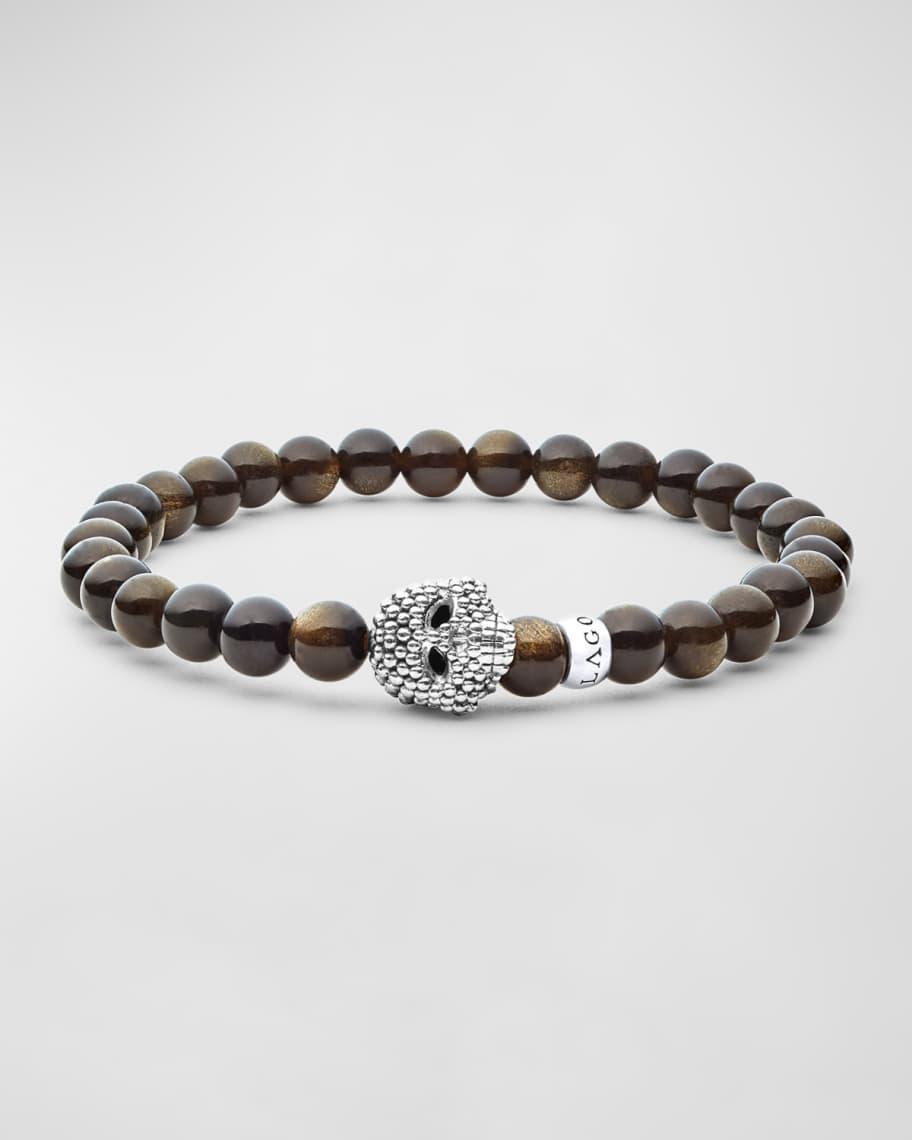 Men's Anthem Golden Obsidian Skull Stretch Bracelet, 6mm Product Image