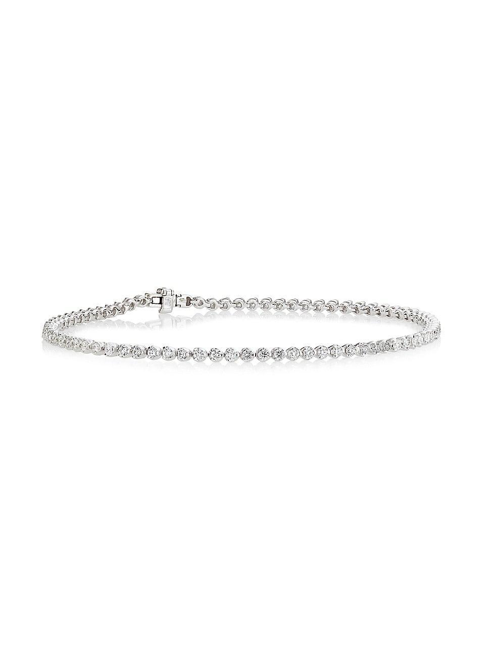 Womens 18K White Gold & 1.6 TCW Diamond Tennis Bracelet Product Image