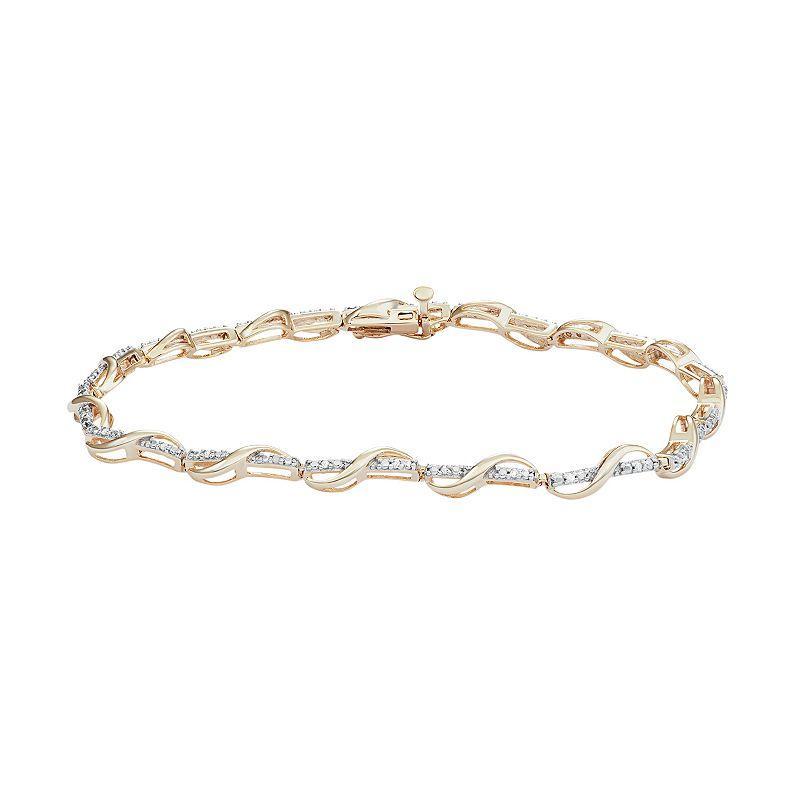 18k Gold Over Silver 1/10 Carat T.W. Diamond Twist Bracelet, Womens White Product Image