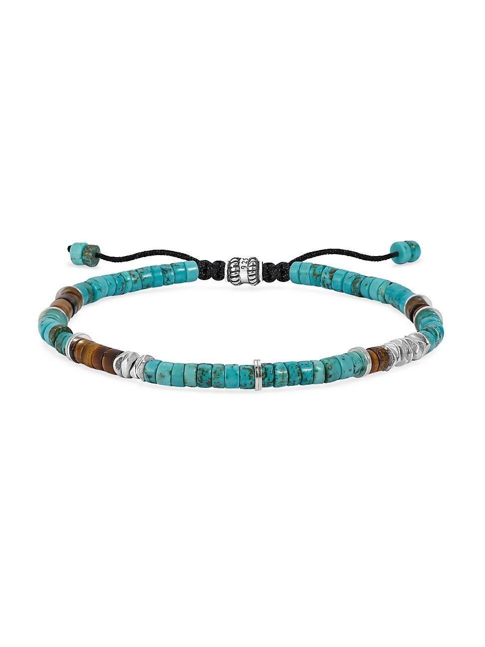 Mens Washington Square Turquoise, Tiger Eye, & Sterling Silver Beaded Bracelet Product Image