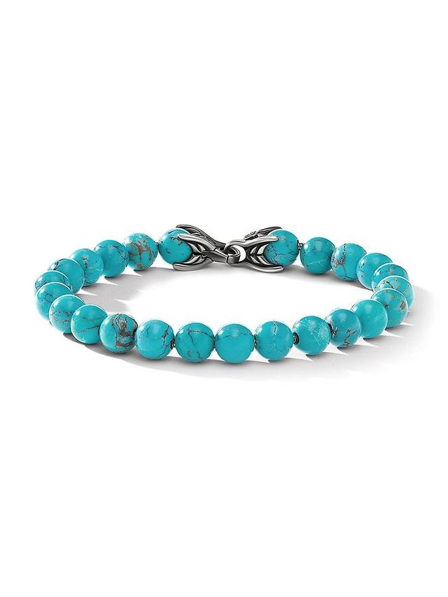 Mens Spiritual Bead Turquoise & Sterling Silver Bracelet Product Image