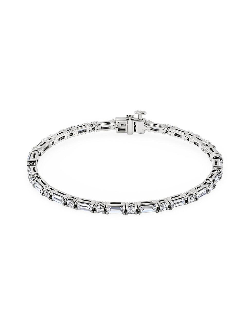 Womens Tennis Baguette + Round 14K White Gold & 3.00 TCW Lab-Grown Diamond Bracelet Product Image