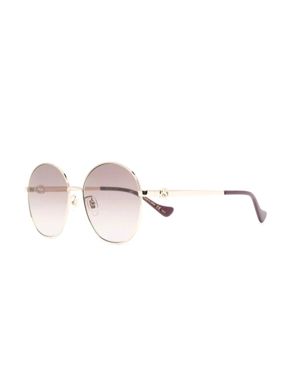 Square Tinted Sunglasses In Gold Product Image