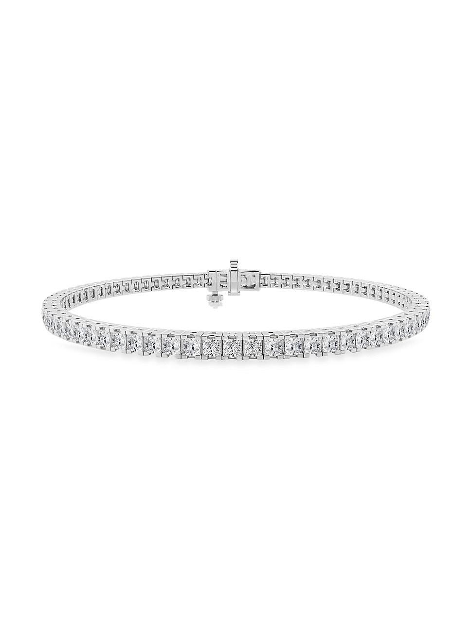 Womens 14K White Gold & 5.00 TCW Princess-Cut Natural Diamond Tennis Bracelet Product Image