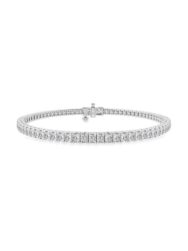 Womens 14K White Gold & 5.00 TCW Princess-Cut Natural Diamond Tennis Bracelet Product Image