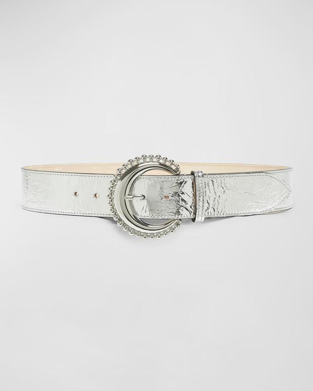 Oran Metallic Lamb Leather Belt  Product Image